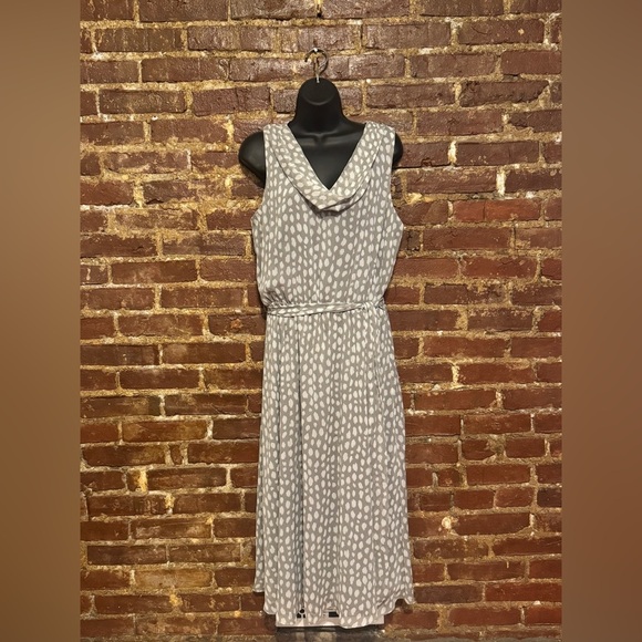 Prelude Grey White Midi Drape Neckline Matching belt Size14 - Picture 1 of 13
